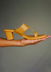 Tan Brown Block Heel Kolhapuri
